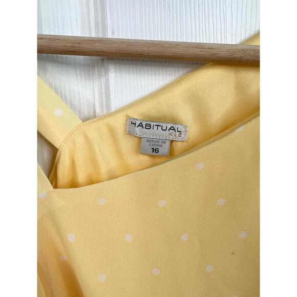 HABITUAL Yellow Polka Dot Puff Sleeve Tie Waist One Shoulder Dress Girls Size 16 - Picture 7 of 10
